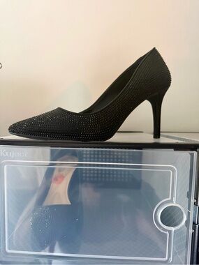 Jessica Simpson Black Crystal Pointed-Toe Pumps